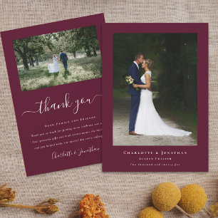 Simple Modern Wedding Photo Thank You Card