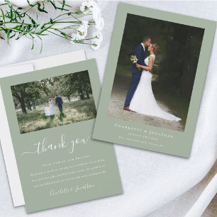 Simple Modern Wedding Photo Thank You Card