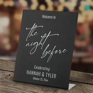Simple Modern Welcome to The Night Before Black Pedestal Sign