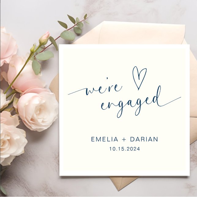 Simple Modern We're Engaged Engagement Party  Napkin (Creator Uploaded)