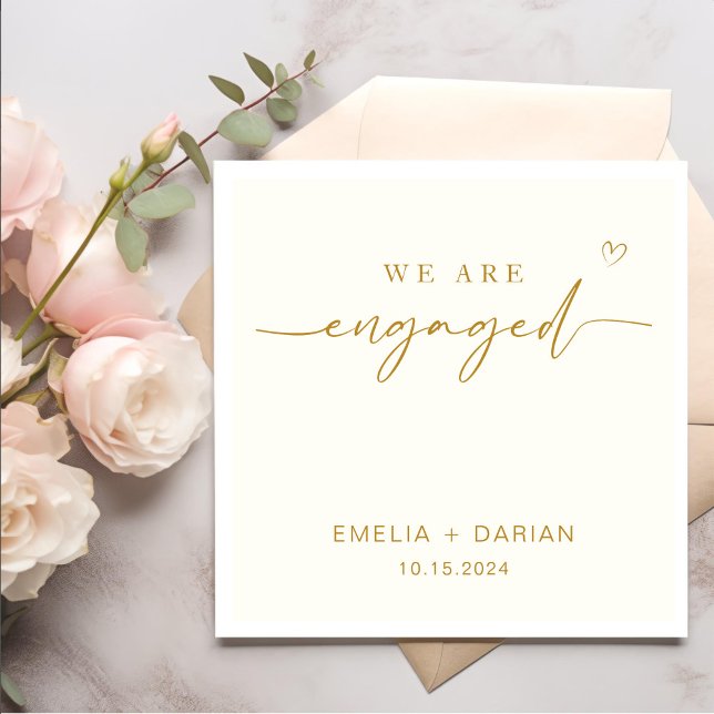 Simple Modern We're Engaged Engagement Party  Napkin (Creator Uploaded)