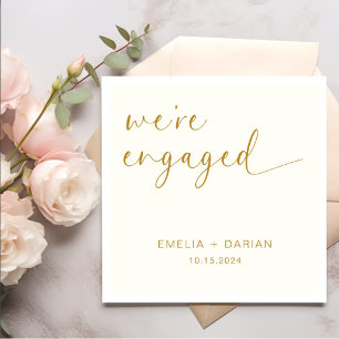 Simple Modern We're Engaged Engagement Party  Napkin