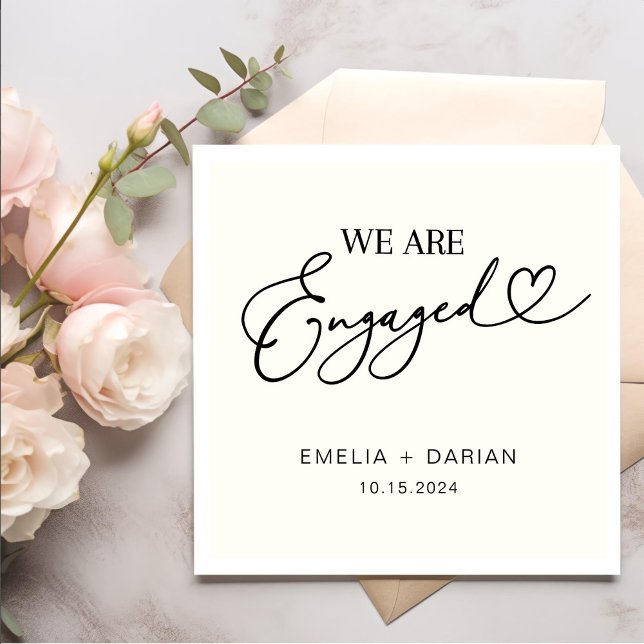 Simple Modern We're Engaged Engagement Party  Napkin (Creator Uploaded)