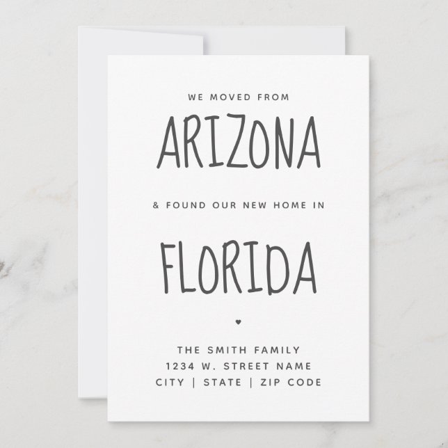 Simple Modern We've Moved New Home Florida  Announcement (Front)