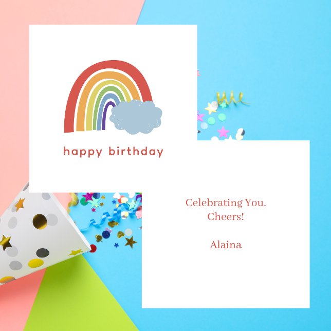 Simple Modern Whimsical Rainbow Happy Birthday Card (Creator Uploaded)