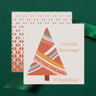 Simple Modern Whimsical Watercolor Retro Christmas Card