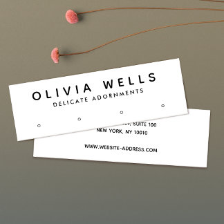 Simple Modern White 4 Hole Stud Earring Display Mini Business Card