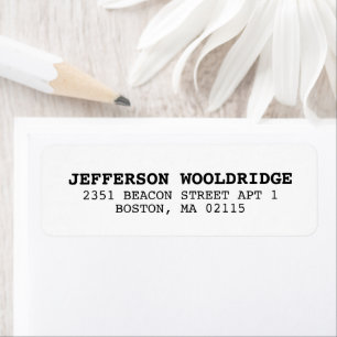 Simple modern white black typewriter style address