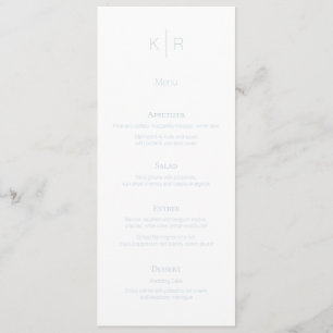 Simple Modern White Dusty Blue Wedding Menu Card