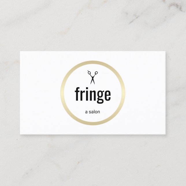 Simple Modern White Gold  Hair Stylist Salon Business Card (Front)