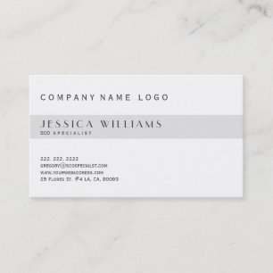 Simple Modern White & Light Grey SEO Specialist Business Card
