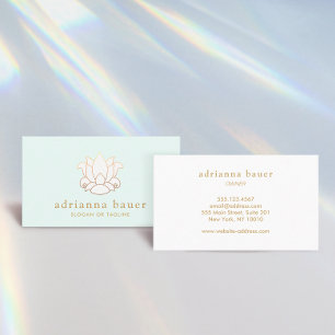 Simple Modern White Lotus Flower Floral Business Card