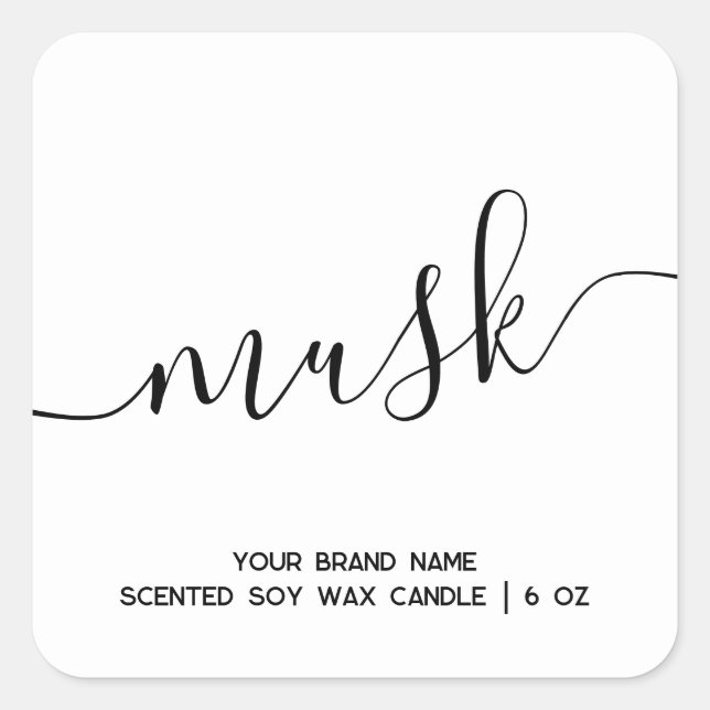 Simple modern white minimal candle label (Front)