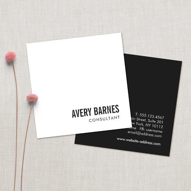 Simple Modern White Professional Square Business Card (Creator Uploaded)