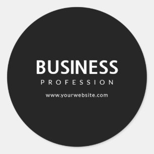 Simple Modern White Text on Black Classic Round Sticker