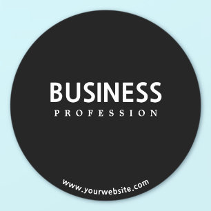 Simple Modern White Text on Black Classic Round Sticker