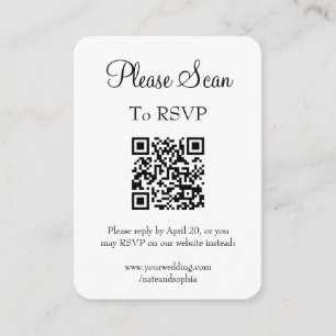 Simple Modern White Wedding Scan QR Code Enclosure Card