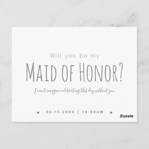 Simple Modern Will You Be My Maid of Honour Postcard