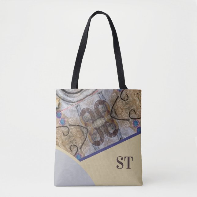 Simple Modern with Abstract Accents Initials Tote Bag (Front)