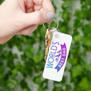 Simple Modern "World's Best Dad" mountains  Key Ring