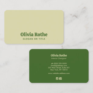 Simple Modern Yellow Beige Green Business Card