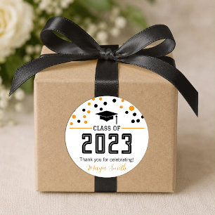 Simple Modern Yellow Black Graduation Gift Sticker