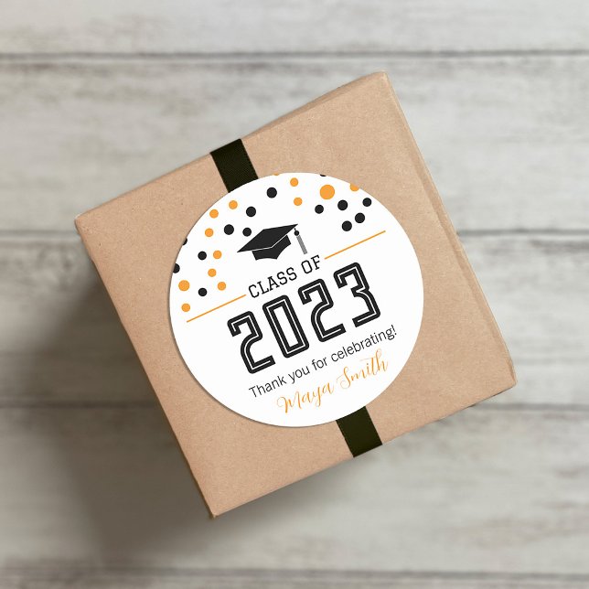 Simple Modern Yellow Black Graduation Gift Sticker (Creator Uploaded)