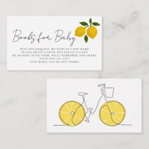 Simple Modern Yellow Lemon Bicycle Baby Shower Enclosure Card