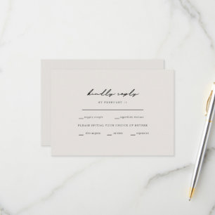 Simple Moments Beige Dinner Options RSVP Card