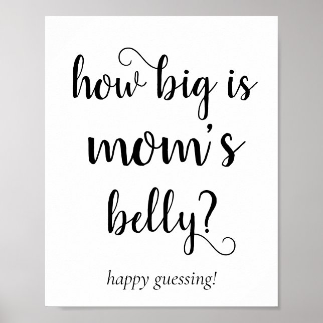 Simple Mommys Belly | Black Script Guessing Game Poster (Front)