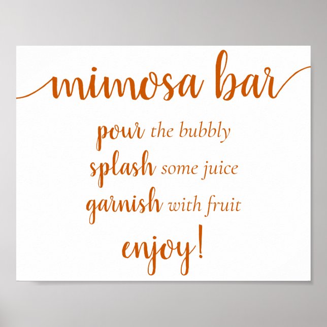 Simple Momosa Bar | Fall Orange Any Event Sign (Front)