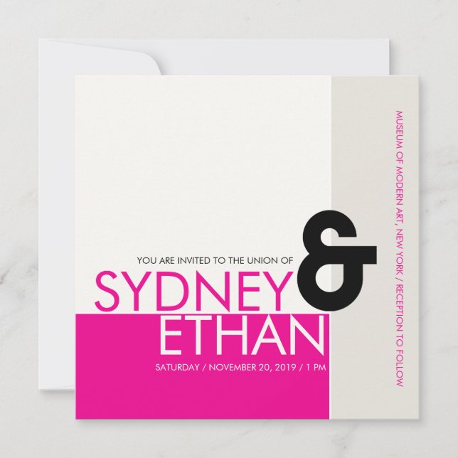 Simple Mondrian Minimalist Modern Wedding Invite (Front)