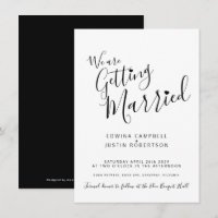 Simple mono black script text on white wedding