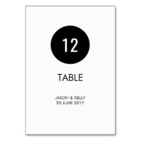 Simple monochrome circle wedding table number