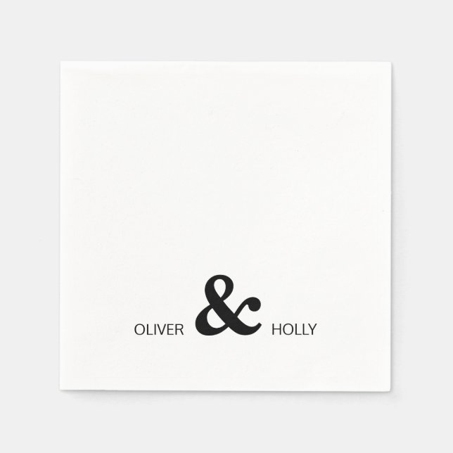 Simple monochrome name wedding napkins (Front)