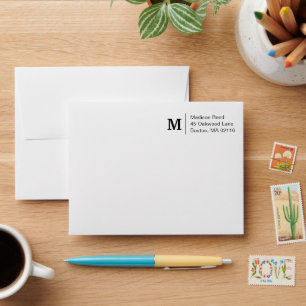Simple Monogram 4.25" x 5.6" Business Envelope