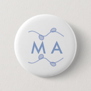 Simple monogram add your name letter blue leaf 6 cm round badge