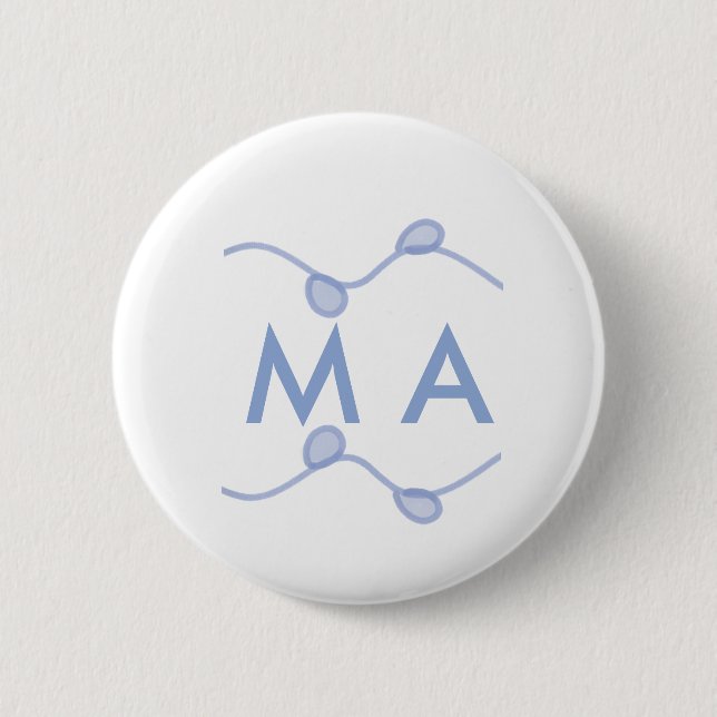 Simple monogram add your name letter blue leaf 6 cm round badge (Front)
