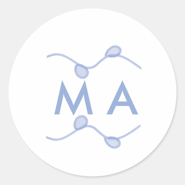 Simple monogram add your name letter blue leaf classic round sticker (Front)