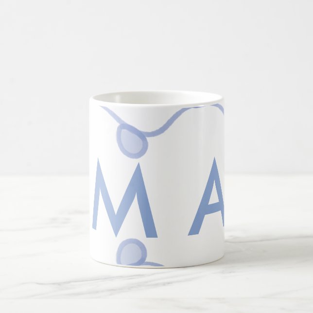 Simple monogram add your name letter blue leaf coffee mug (Center)