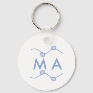 Simple monogram add your name letter blue leaf key ring