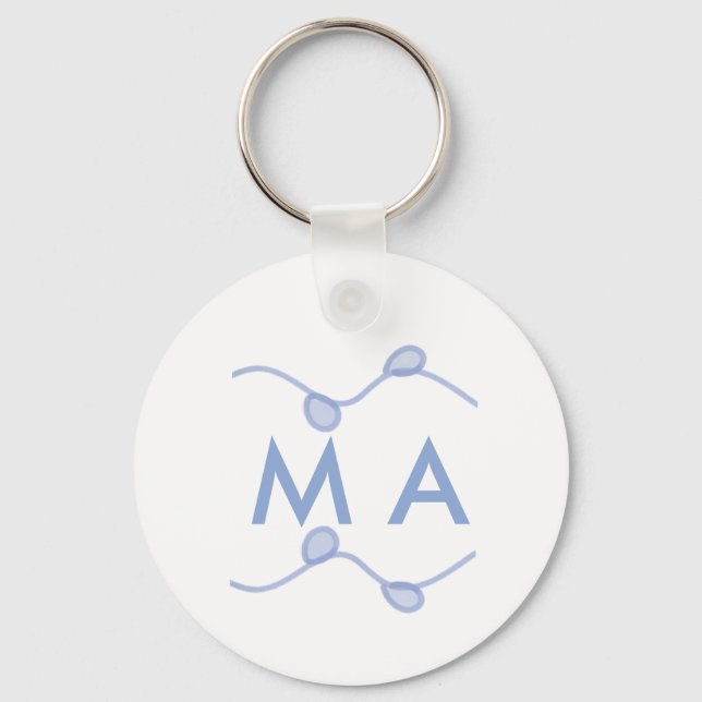 Simple monogram add your name letter blue leaf key ring (Front)