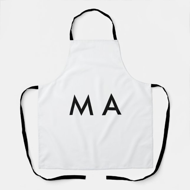 Simple monogram add your name letter man minimal  apron (Front)