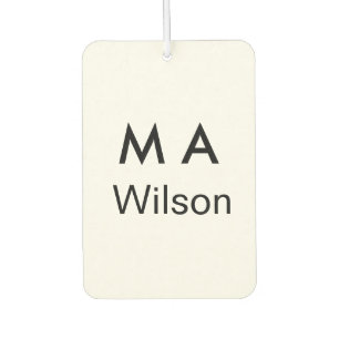 Simple monogram add your name letter man minimal   car air freshener