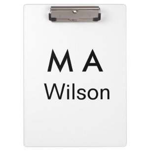 Simple monogram add your name letter man minimal clipboard