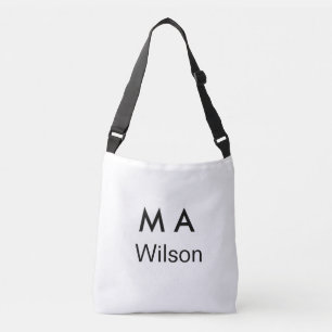 Simple monogram add your name letter man minimal crossbody bag