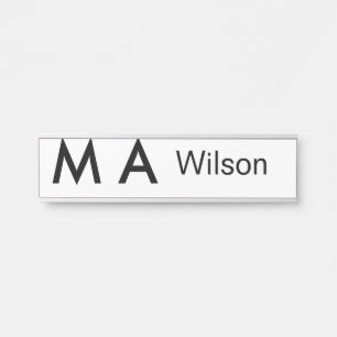 Simple monogram add your name letter man minimal door sign