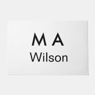 Simple monogram add your name letter man minimal doormat