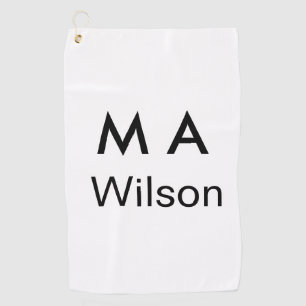 Simple monogram add your name letter man minimal golf towel