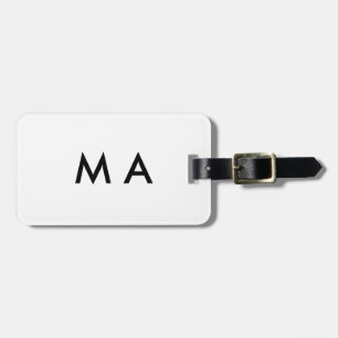 Simple monogram add your name letter man minimal luggage tag